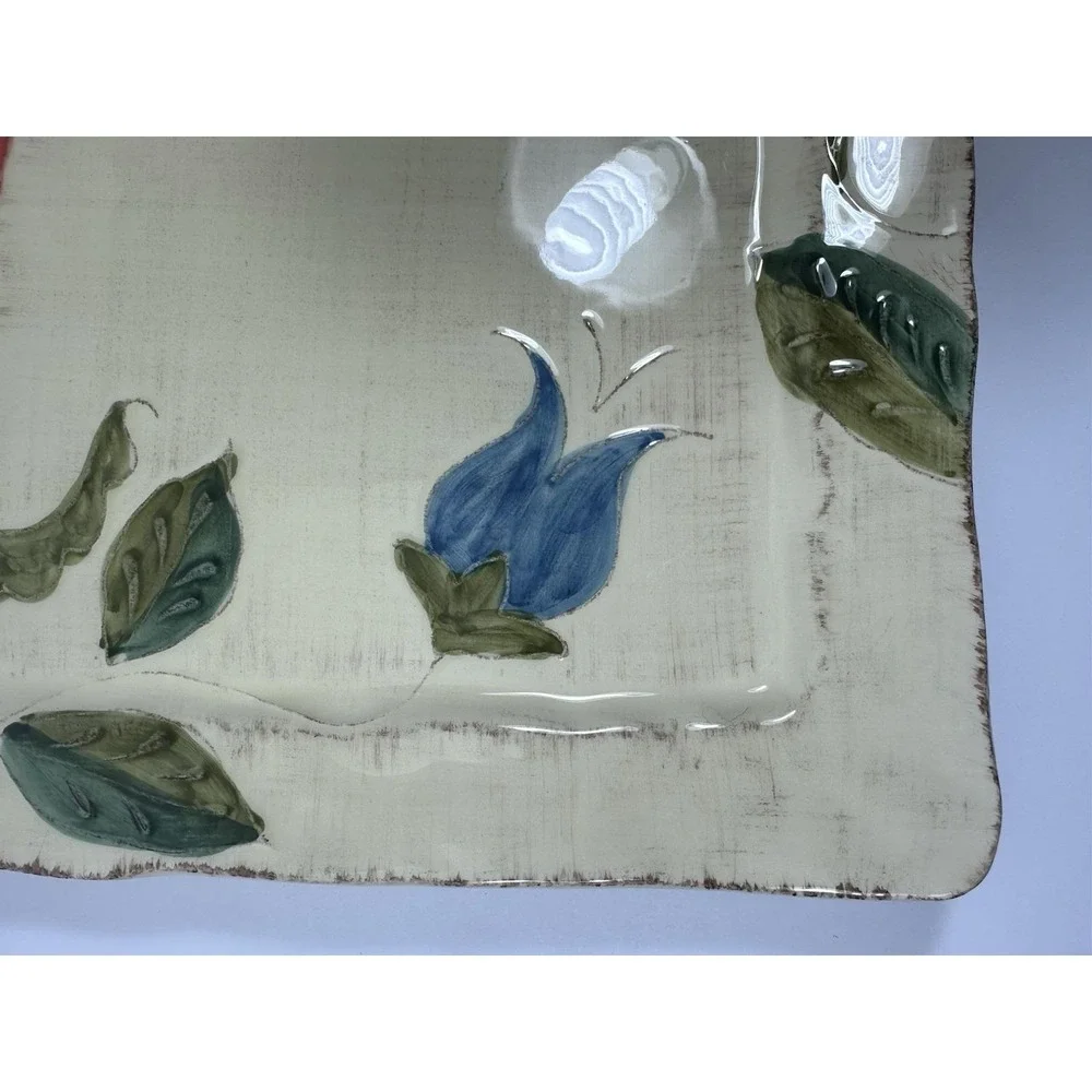 Artimino Portofino Square Plate Cream Red Blue Green Flowers 11